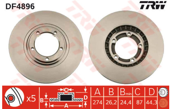 Disque de frein DF4896 TRW