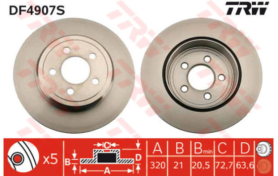 Disque de frein DF4907S TRW