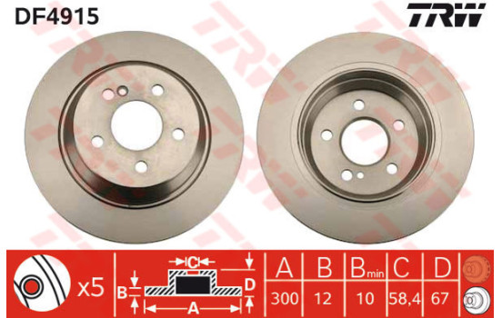 Disque de frein DF4915 TRW