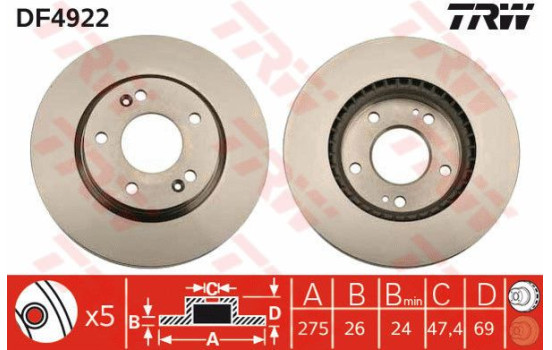 Disque de frein DF4922 TRW