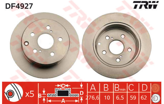 Disque de frein DF4927 TRW