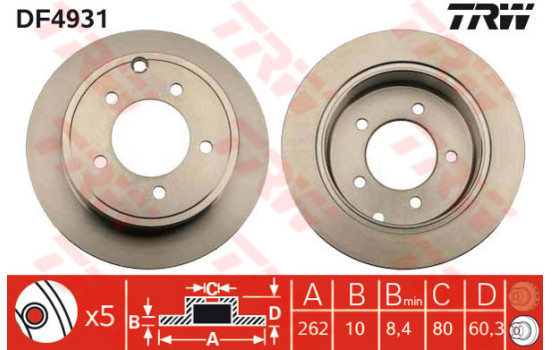 Disque de frein DF4931 TRW