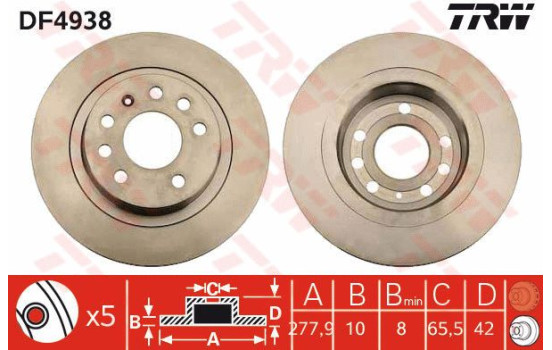 Disque de frein DF4938 TRW