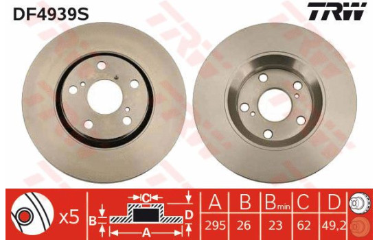 Disque de frein DF4939S TRW