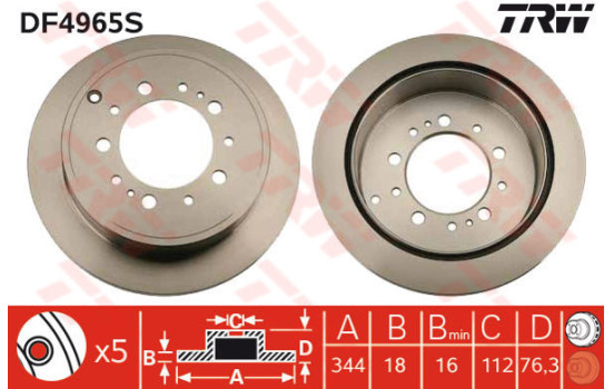 Disque de frein DF4965S TRW