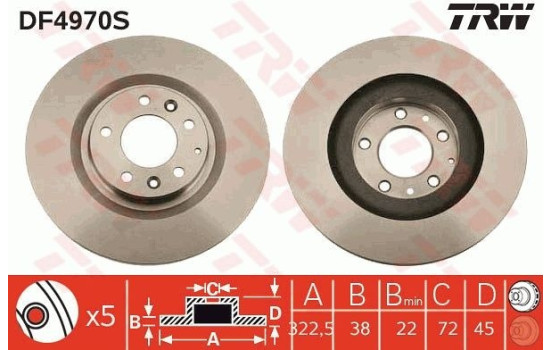 Disque de frein DF4970S TRW, Image 2