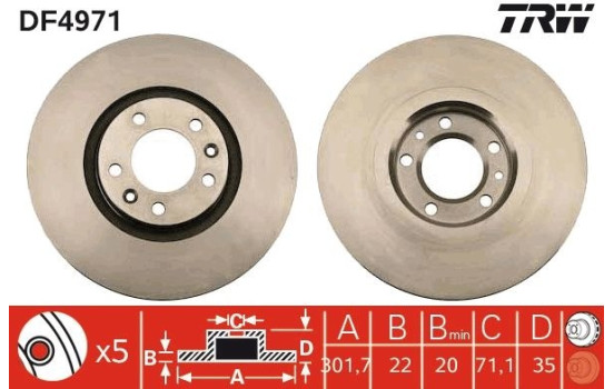 Disque de frein DF4971 TRW, Image 3