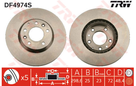 Disque de frein DF4974S TRW