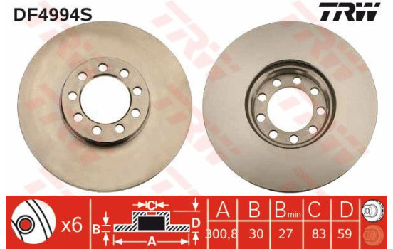 Disque de frein DF4994S TRW