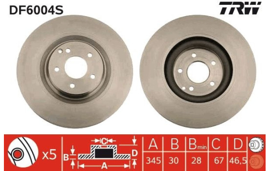 Disque de frein DF6004S TRW