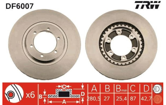 Disque de frein DF6007 TRW