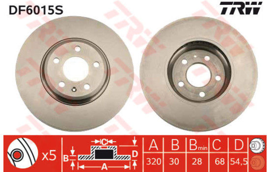 Disque de frein DF6015S TRW