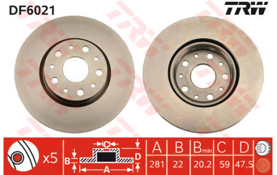 Disque de frein DF6021 TRW