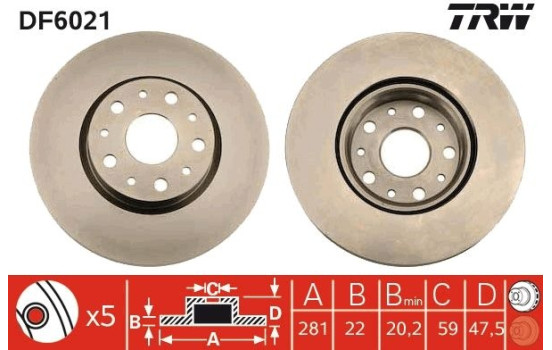 Disque de frein DF6021 TRW, Image 3