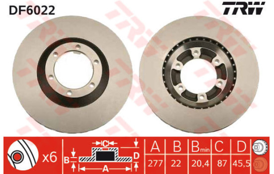 Disque de frein DF6022 TRW