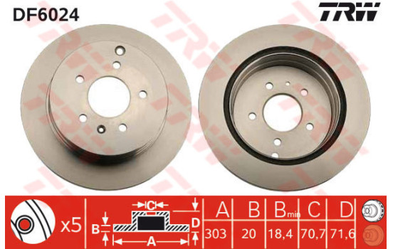 Disque de frein DF6024 TRW