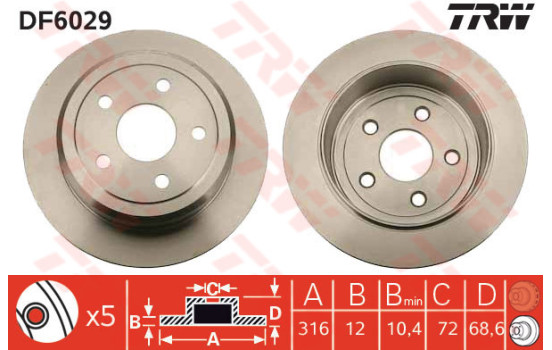 Disque de frein DF6029 TRW
