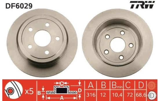 Disque de frein DF6029 TRW, Image 3