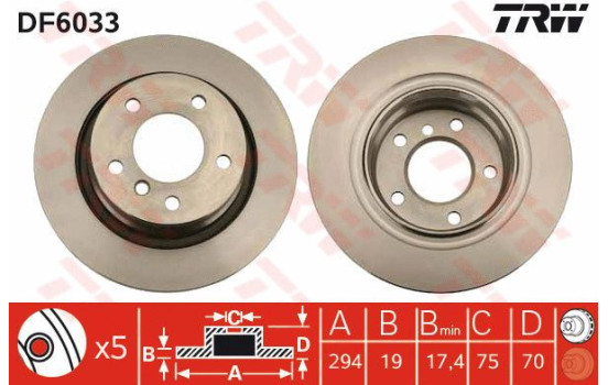 Disque de frein DF6033 TRW