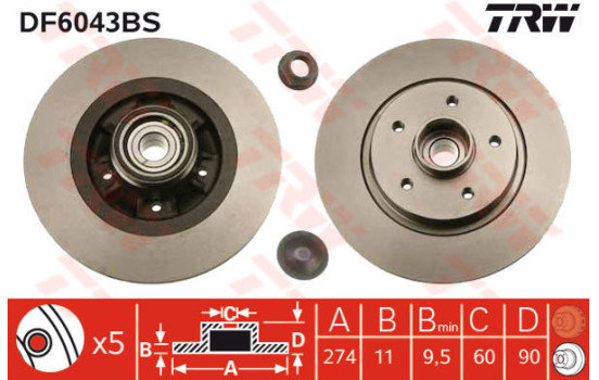 Disque de frein DF6043BS TRW