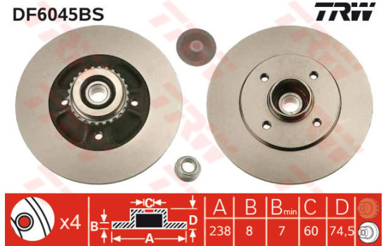 Disque de frein DF6045BS TRW