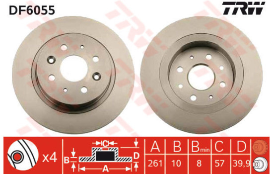 Disque de frein DF6055 TRW