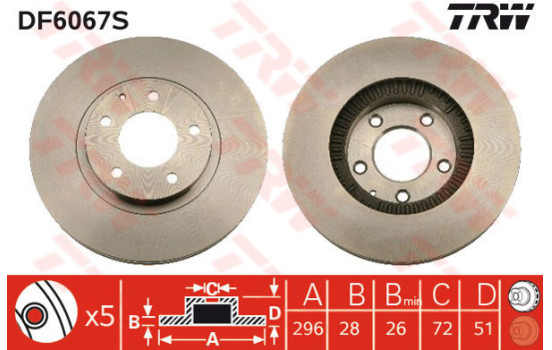 Disque de frein DF6067S TRW