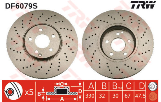 Disque de frein DF6079S TRW