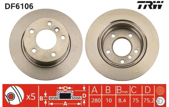Disque de frein DF6106 TRW, Image 2