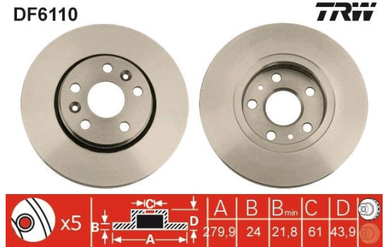 Disque de frein DF6110 TRW, Image 2
