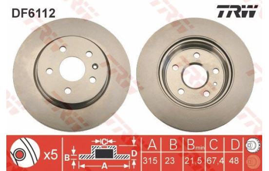 Disque de frein DF6112 TRW