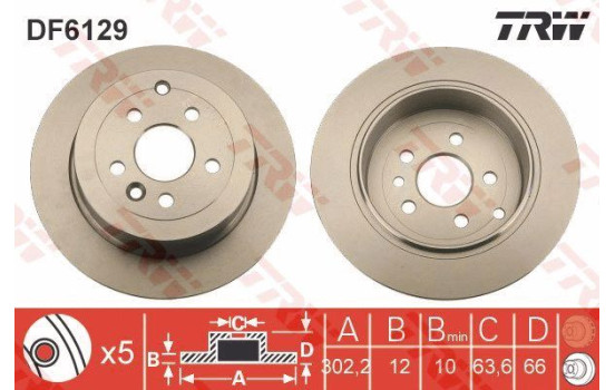 Disque de frein DF6129 TRW