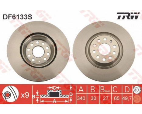 Disque de frein DF6133S TRW