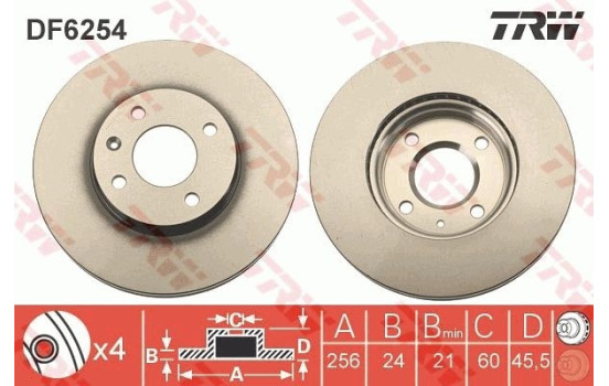 Disque de frein DF6254 TRW