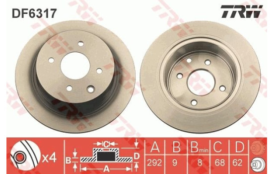 Disque de frein DF6317 TRW