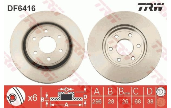 Disque de frein DF6416 TRW