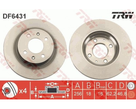 Disque de frein DF6431 TRW