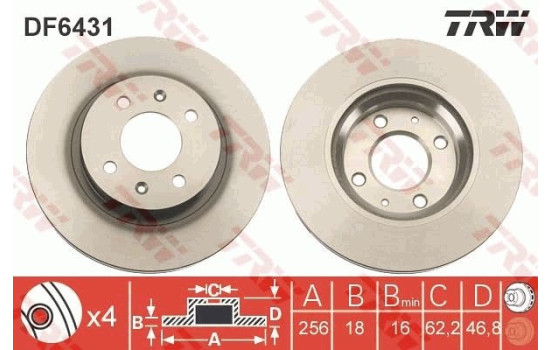 Disque de frein DF6431 TRW