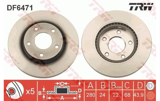 Disque de frein DF6471 TRW, Image 2