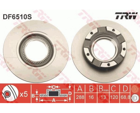 Disque de frein DF6510S TRW