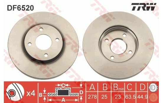 Disque de frein DF6520 TRW