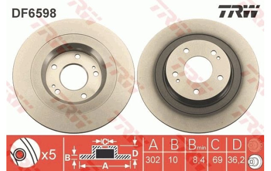Disque de frein DF6598 TRW