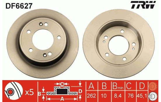 Disque de frein DF6627 TRW