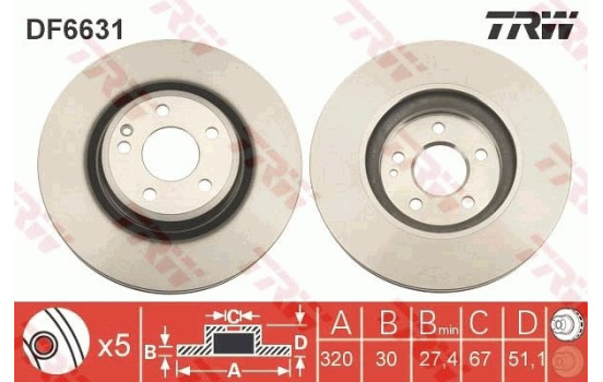Disque de frein DF6631 TRW, Image 2