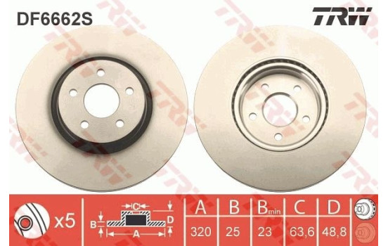 Disque de frein DF6662S TRW