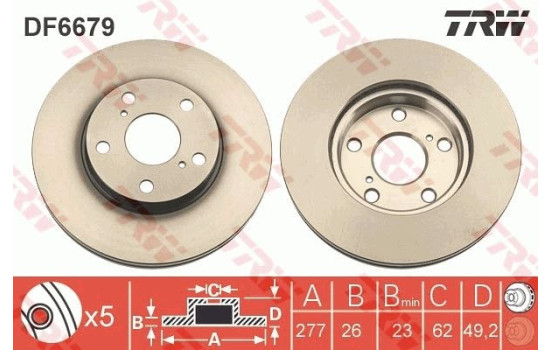 Disque de frein DF6679 TRW