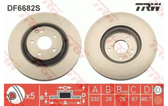 Disque de frein DF6682S TRW