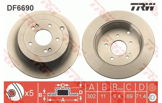 Disque de frein DF6690 TRW