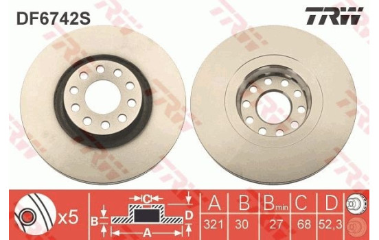 Disque de frein DF6742S TRW