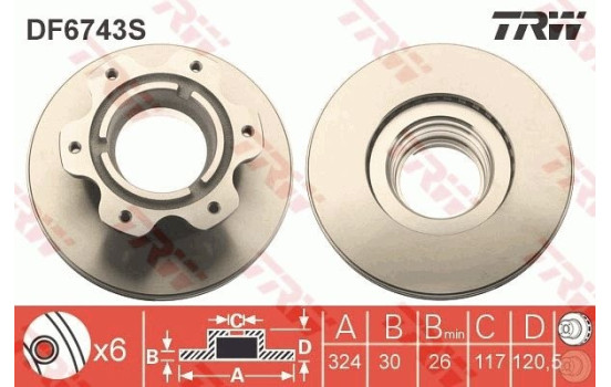 Disque de frein DF6743S TRW